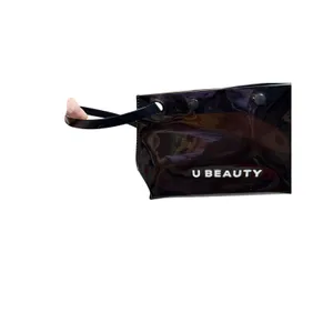 U‎ Beauty Black Clear PVC Makeup Bag Travel Pouch Wristlet Snap Closure Logo thumbnail 2