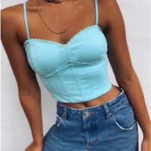 NWT tiger mist tigermist lace trim corset boning detail crop tank top cyan xs thumbnail 5