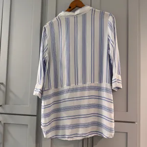 Soft Surroundings Blue White Striped Viscose Tunic Shirt 3/4 Sleeve Large thumbnail 2
