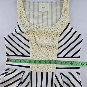 Maeve Anthropologie‎ Striped Lace Bib Fit Flare Dress Black White Size 6 thumbnail 9