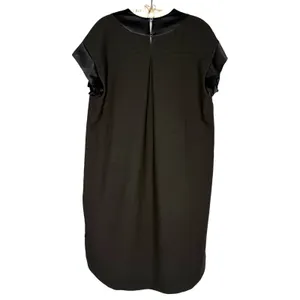 Maeve by Anthropologie XL Sleeveless Black Shift‎ Dress Pleated Front Satin Trim thumbnail 4