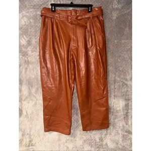 Abercrombie & fitch Brown Faux Leather Ankle Wide Leg Paper Bag Pants XLP#764 thumbnail 5