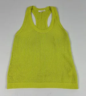 Rag &‎ Bone Mesh Tank Womens XS Neon Yellow 100% Cotton Scoop Neck Open-Knit thumbnail 1