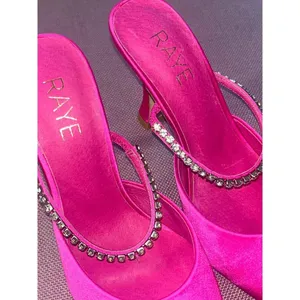 RAYE Jinxx Crystal High Heels in Pink 5.5 with Box Womens Satin Mules thumbnail 6