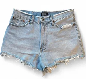 Abercrombie & Fitch ANNIE HIGH RISE SHORT Denim Jean Shorts Raw Hem Size 28/6 thumbnail 4