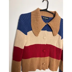 En Saison Cardigan Women L Multicolor Excellent Ribbed Knit Cropped Collared thumbnail 2