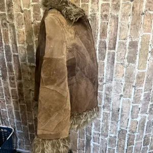 Wet Seal Suede Leather Faux Fur Trim Afghan Jacket M Penny Lane Indie Sleeze thumbnail 8