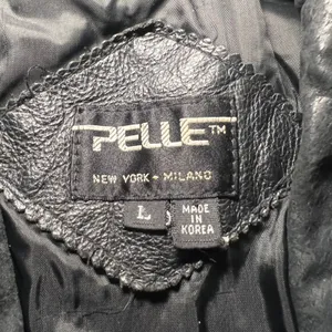VTG PELLE‎ New York Milano Black Leather Jacket Snakeskin Print Womens Large 90s thumbnail 3