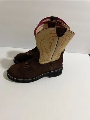 Ariat Brown, Cream and Pink Western Ankle Booties thumbnail 3