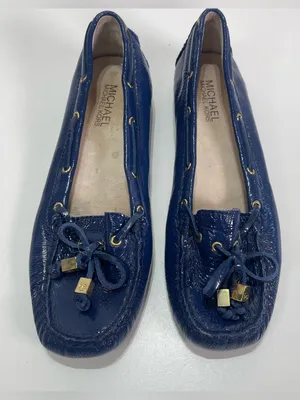 MICHAEL Michael Kors Loafers Women's 7 M Blue Patent Leather Shoes Logo Charms thumbnail 2