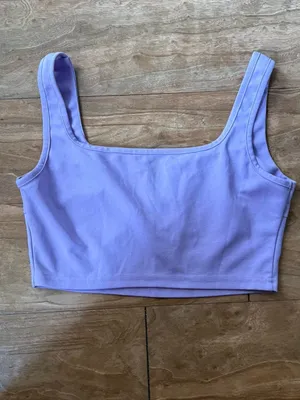 Lilac Square Neck Crop Tank Top Purple thumbnail 2