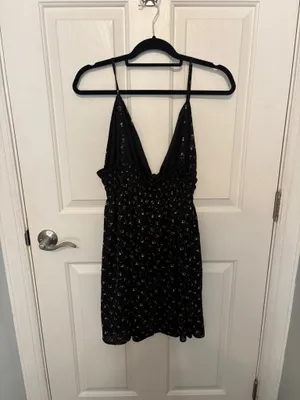 Floral Halter Sundress Black Size L thumbnail 2