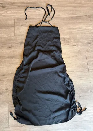 SheIn Black Satin Halter Dress with Side Ruching /Festival/ Summer night dress thumbnail 1
