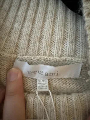 Verve Ami Cozy Cream Diamond-Pattern Mock Neck Sweater thumbnail 2