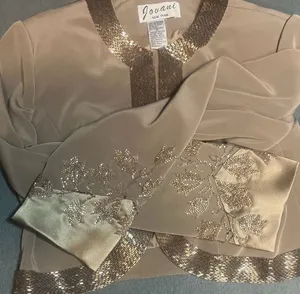 Jovani New York Beaded 2-Piece Evening Gown and Bolero Jacket Set, Taupe thumbnail 11