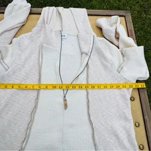 BKE Women’s Waffle Knit Quarter Zip Hoodie Small Cream Hooded Pullover thumbnail 13