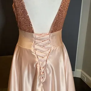 Women’s Full Length Sequined Bodice V-Neck Party Prom Dress Size 8 NWOT thumbnail 6
