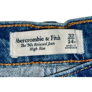 Abercrombie & Fitch 90s Relaxed High Rise Straight Leg Blue Jeans Womens 32 14 R thumbnail 3