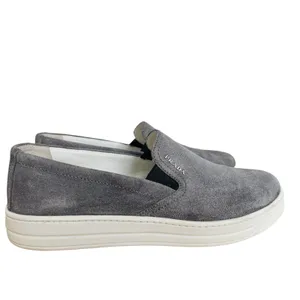 Prada Gray Suede Slip On Sneakers Womens 7 Leather Lined thumbnail 4