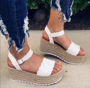 White Scalloped espadrille Wedge thumbnail 3