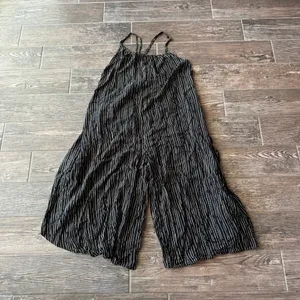 Urban Outfitters Silence Noise Black Striped Wide Leg Jumpsuit thumbnail 3