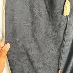 Anthropologie black linen maxi dress size XS ruffle oversize vacation minimalist thumbnail 6