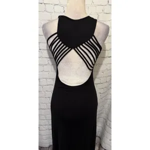 Venus Black strappy back maxi dress Rayon Blend distinctive open back Size Small thumbnail 3