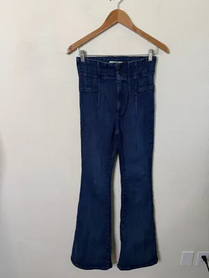 Free People We The Free Jayde Flare Jeans Indigo Blue Womens Size 27 thumbnail 5