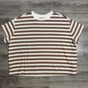 Old‎ Navy Womens T-Shirt 3X Brown White Striped Oversized Cotton Short Sleeve thumbnail 11