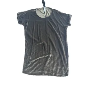 Madewell Velvet Bow Back Tee Dress Short Sleeve Silvery Gray Silk Blend Medium thumbnail 4