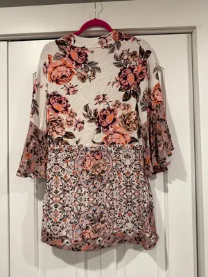 Maaji Floral Ruffled Swim Coverup in White‎ and Pink small thumbnail 5
