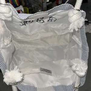 Seersucker monogrammed tote New Blue thumbnail 6