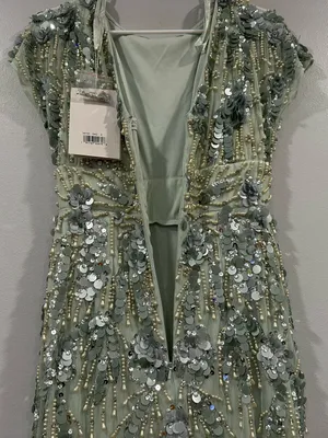 Mac Duggal 94150 Green Embellished Cap Sleeve Midi Dress sz 2 thumbnail 9