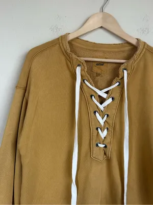 Aerie Lace Up Golden Mustard Relaxed Sweatshirt thumbnail 5