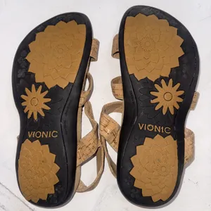 Vionic Gold Cork Metallic Orthotic Comfort Adjustable Sandals Size 10 Wide thumbnail 10