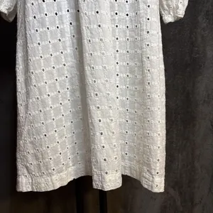 Anthropologie Thames Dress White Eyelet Cotton Womens 4 3/4 Sleeve Mini Boho thumbnail 5