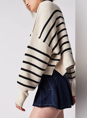 free people Easy Street Stripe Crop Pullover thumbnail 5