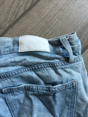 pistola Light Blue Distressed Denim Cutoff Shorts thumbnail 4