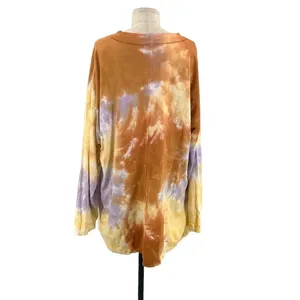 Free People‎ Be Free Tie Dye Long Sleeve Tee Lilac Woods Size Large thumbnail 6