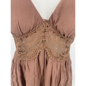 NWT Almost Famous Brown Babydoll Sundress Crochet Y2K Forest‎ Fairy Coquette thumbnail 3