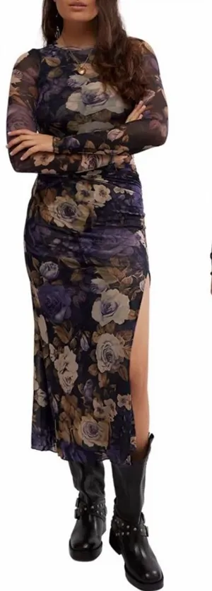 NEW Free People Gianni Maxi mesh Dress in Denim Combo Sz XS thumbnail 1