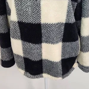 Stillwater Supply Black Cream Buffalo Check Fleece Pullover Size Large thumbnail 3