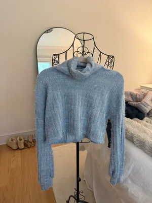 Princess Polly Blue Turtleneck Cropped Sweater thumbnail 2