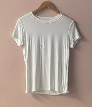 Classic White Round Neck Modal Blend T-Shirt Size S EUC thumbnail 1