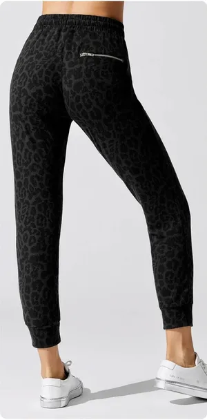 NWT LNA Womens Brushed Leopard Print Soft Cozy Sweatpants Jogger Pants Size S thumbnail 1