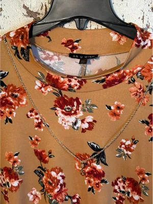As You Wish NET plus 0X midi dress, mustard floral, great for fall! thumbnail 3
