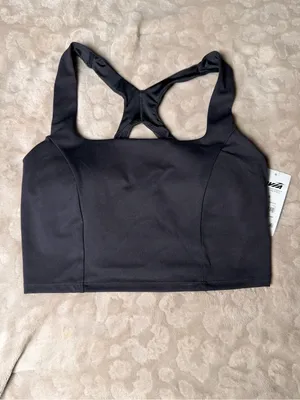Avia Black Cropped Square-Neck Athletic Tank thumbnail 2