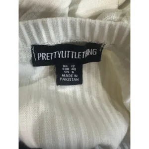 PrettyLittleThing Cream Ribbed Off Shoulder Flare Sleeve Mini Dress US 8 UK 12 thumbnail 4