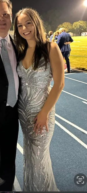 B Darlin Sequin Halter V-Neck Long Gown Prom Dress thumbnail 1