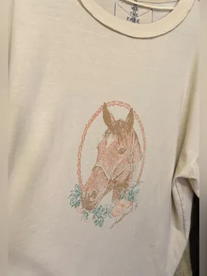 NWT Free People We The Free Farm Friends Tee - horse combo sand - Medium thumbnail 8